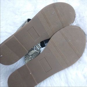 Black and snake skin sandals